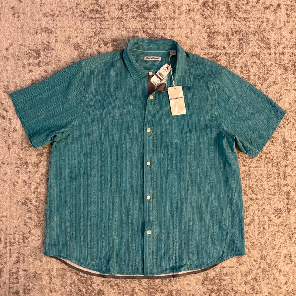 Tommy Bahama Men's Salt Island Stripe short-sleeve 100% Silk Size XXL NWT